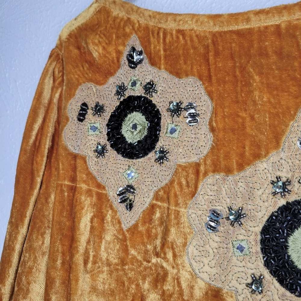 Anthropologie Seen Worn Kept Carina Beaded Velvet Blouse Women's Size 2XL - Picture 8 of 12